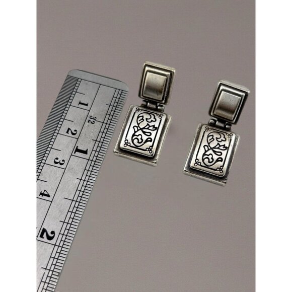 Brighton vintage silver scrolled drop earrings - Picture 3 of 5